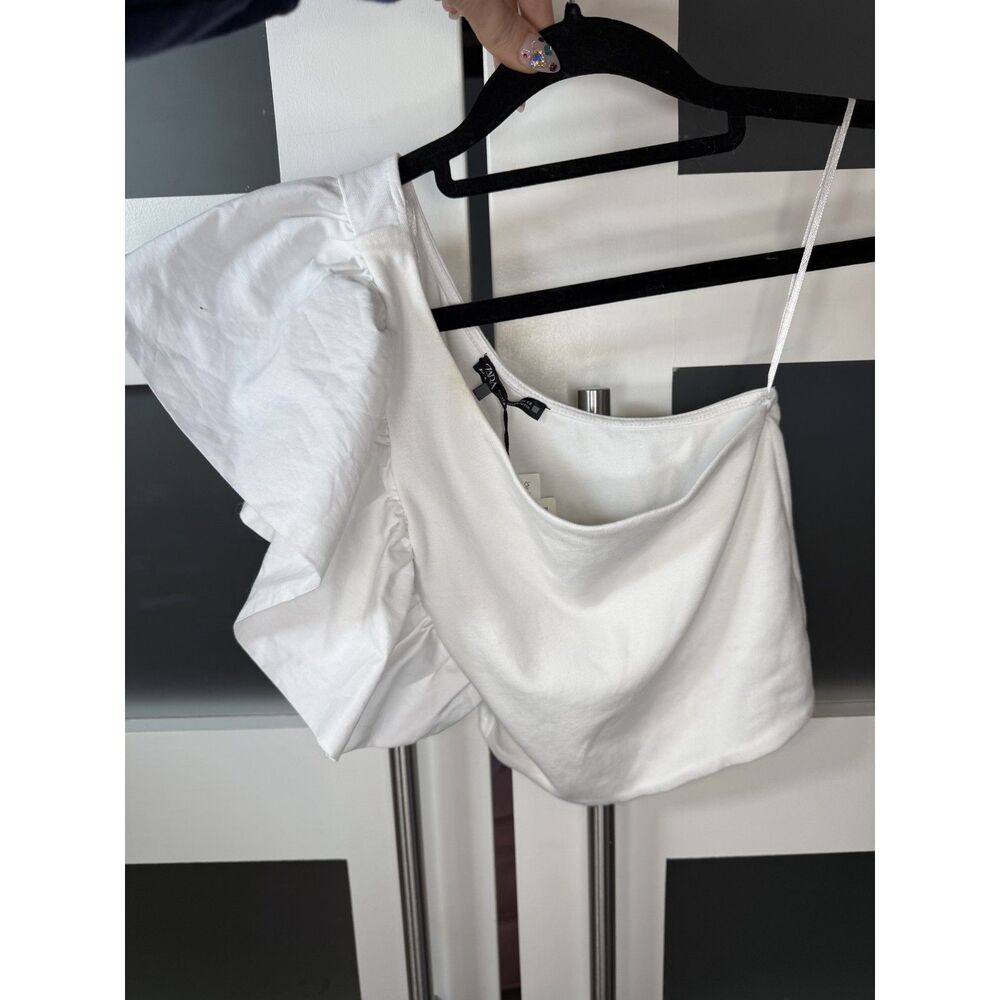 Zara one shoulder ruffle crop top - Picture 3 of 6